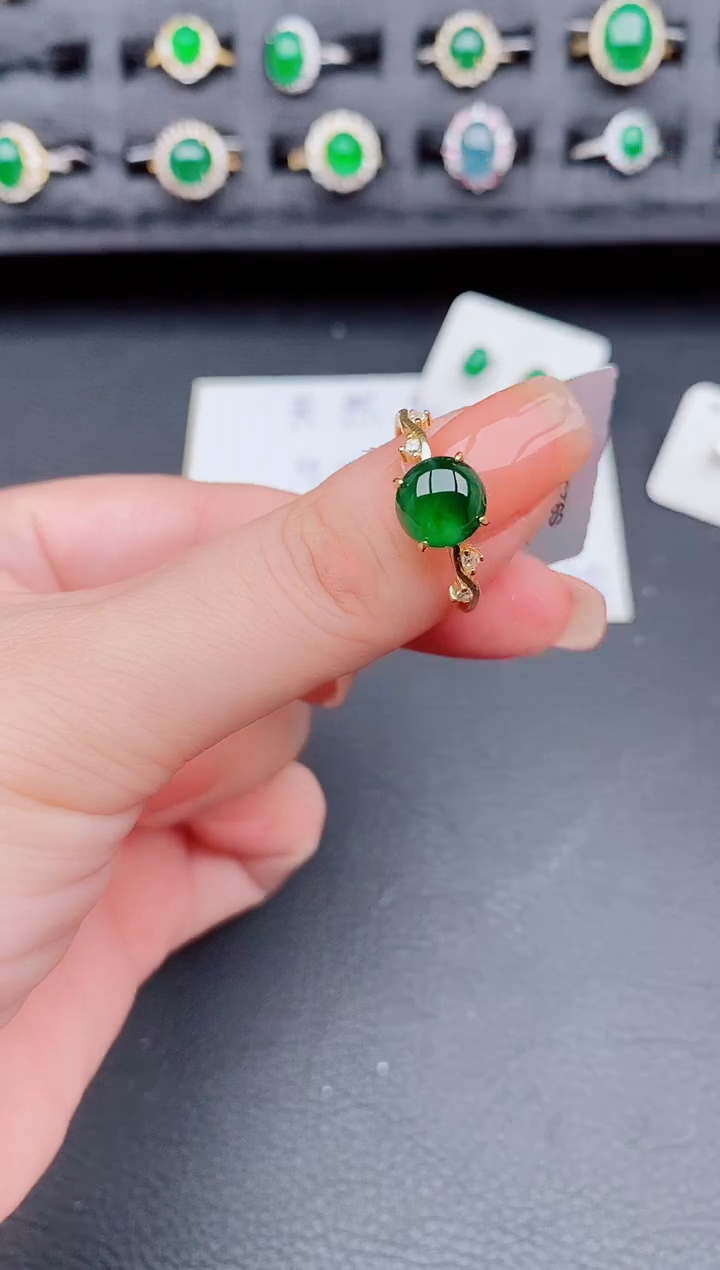 翡翠戒指银S925镶嵌天然a货翡翠191