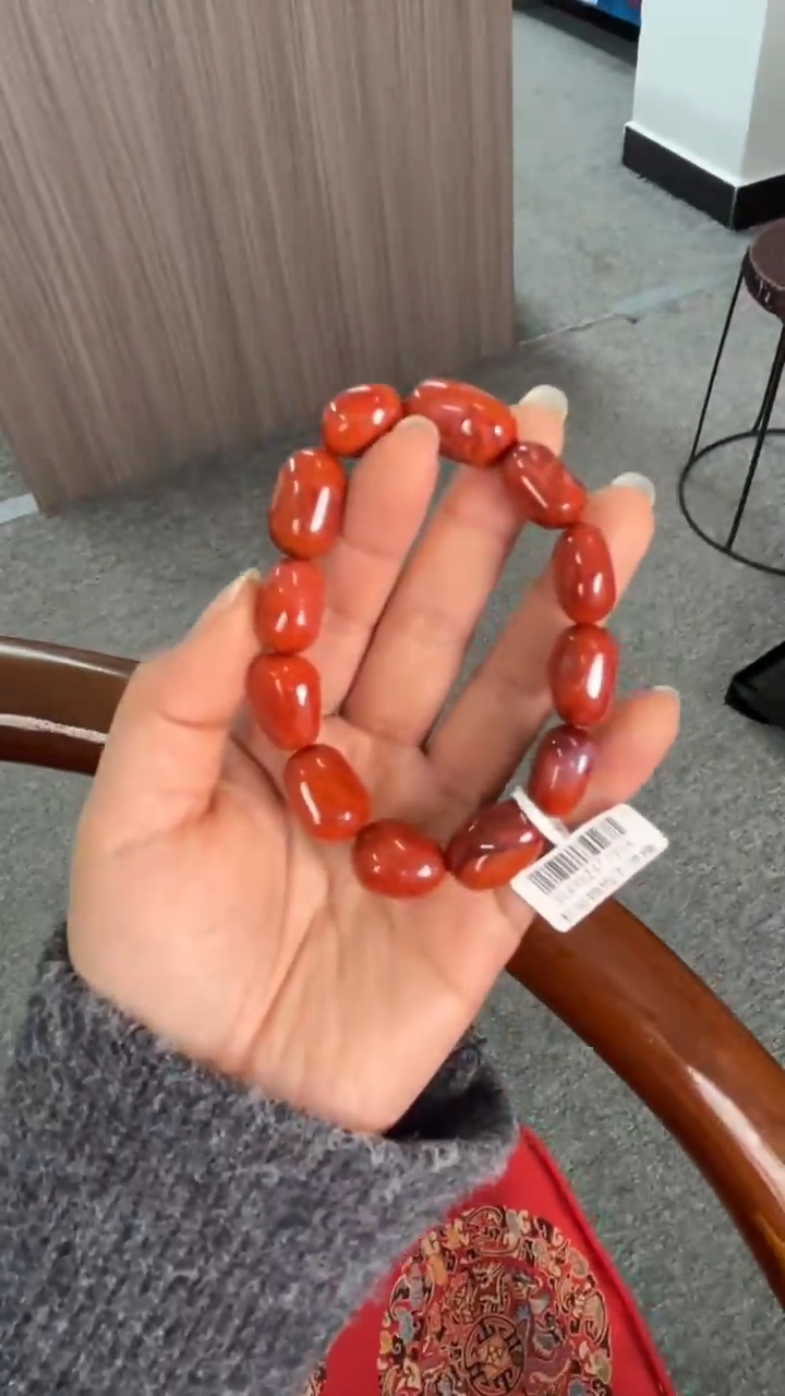 【闪购商品】南红玛瑙手串未镶嵌原矿无优化川料玫瑰红随型单圈