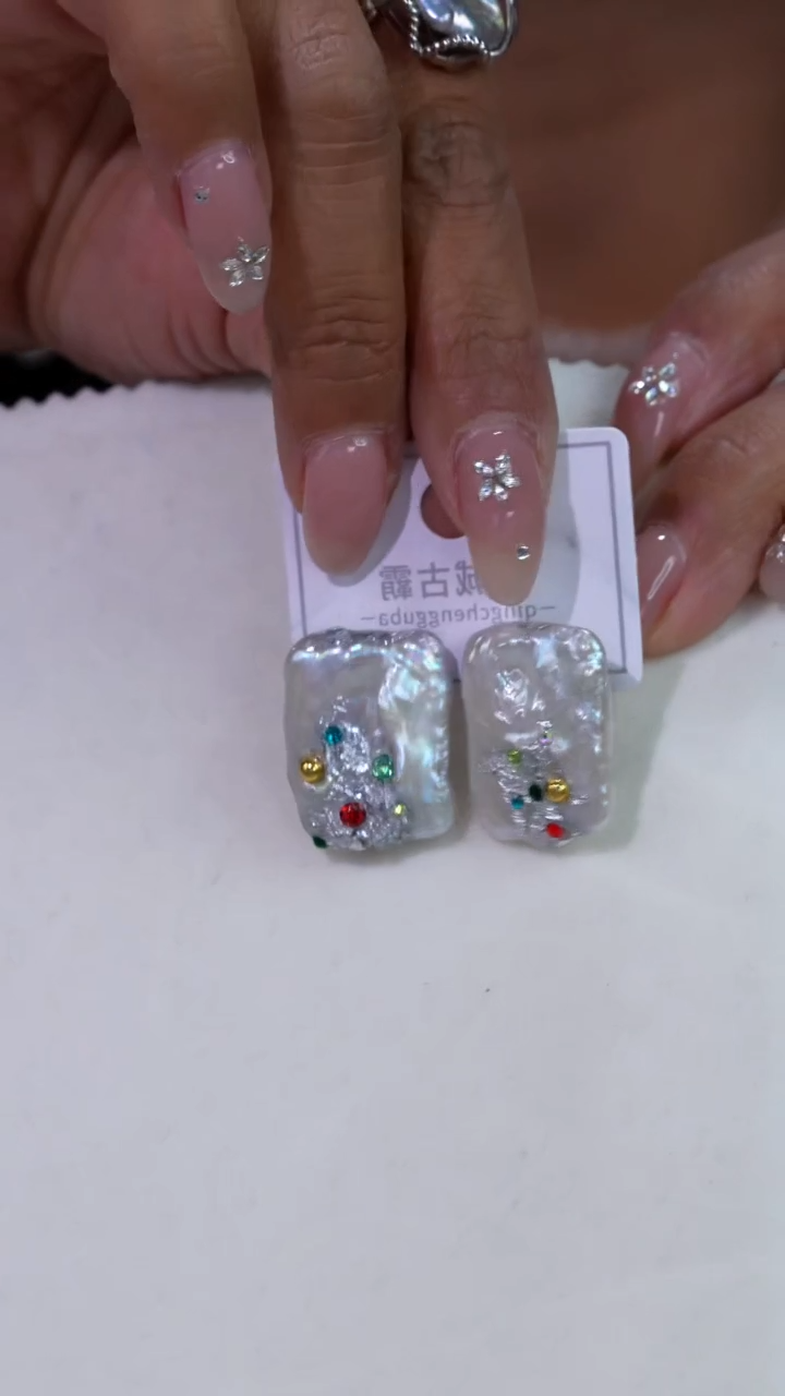 银S925镶嵌淡水珍珠耳饰103