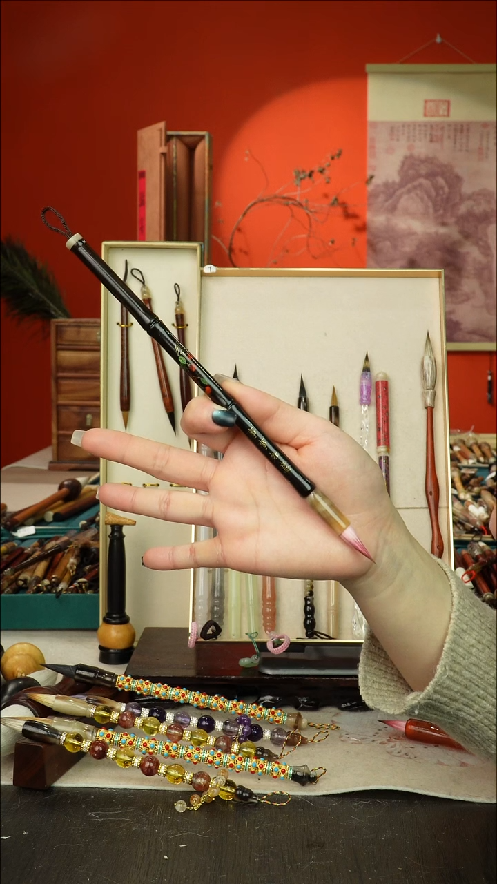 161号闪孤品高货毛笔链接 清水试笔 蘸墨不退