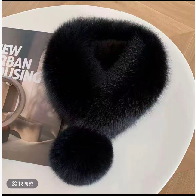 2025冬季全毛狐狸毛围脖简约时尚加厚保暖御寒围脖Y043