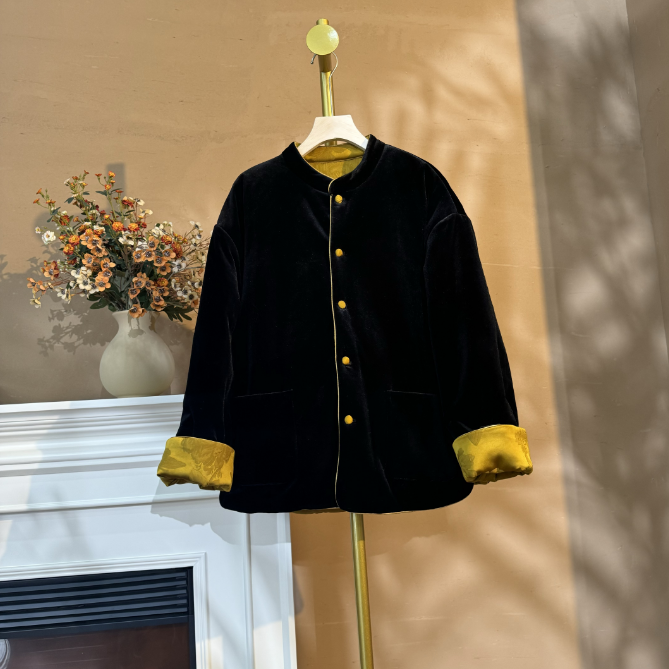 [静柏]Q058冬季新中式宽松双面穿棉外套女国风复古女装