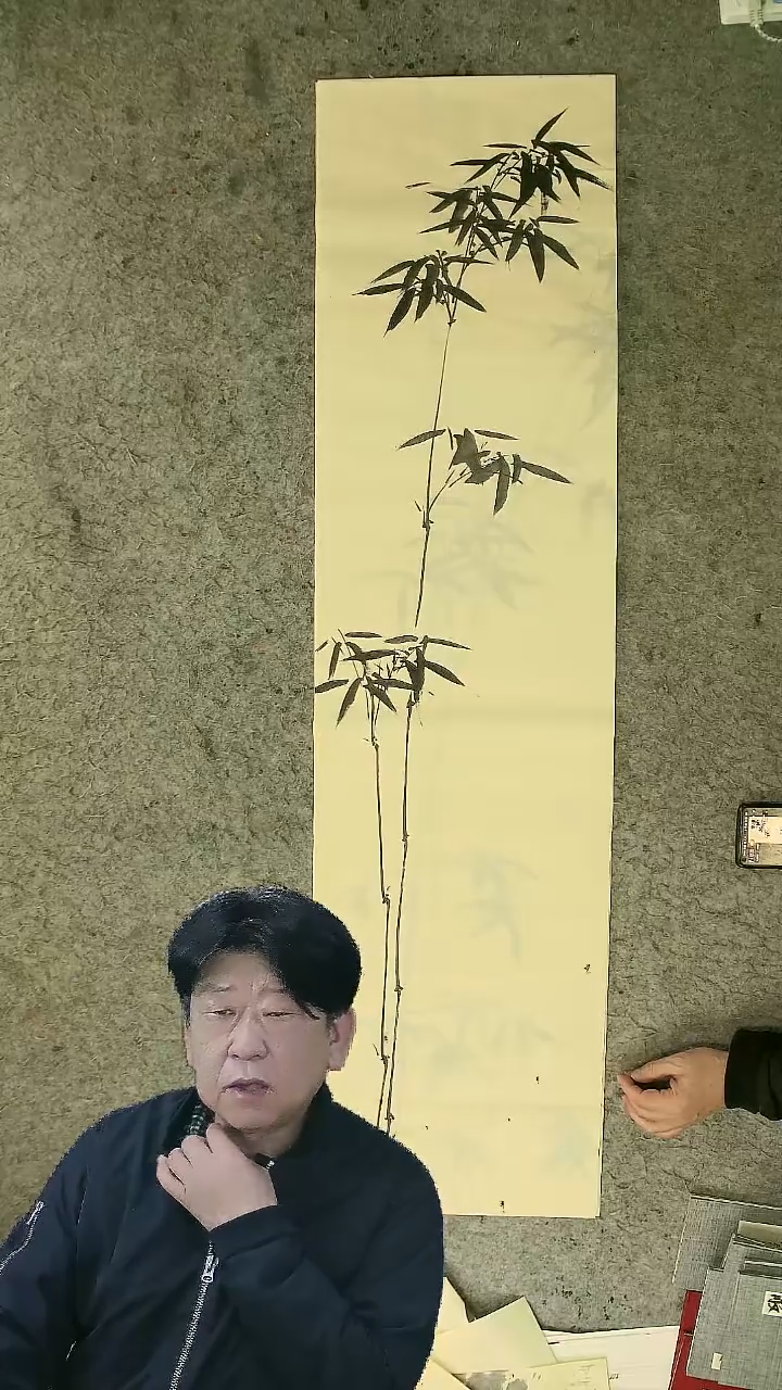 国画四尺对开  墨竹条屏 34*138cm