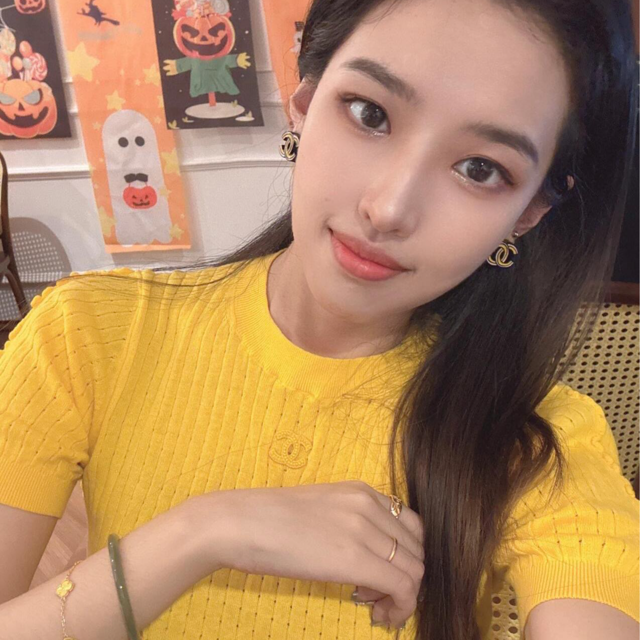 99新 Chanel/香奈儿 黄色短袖针织衫 40码 肩宽36-47胸围80衣长53