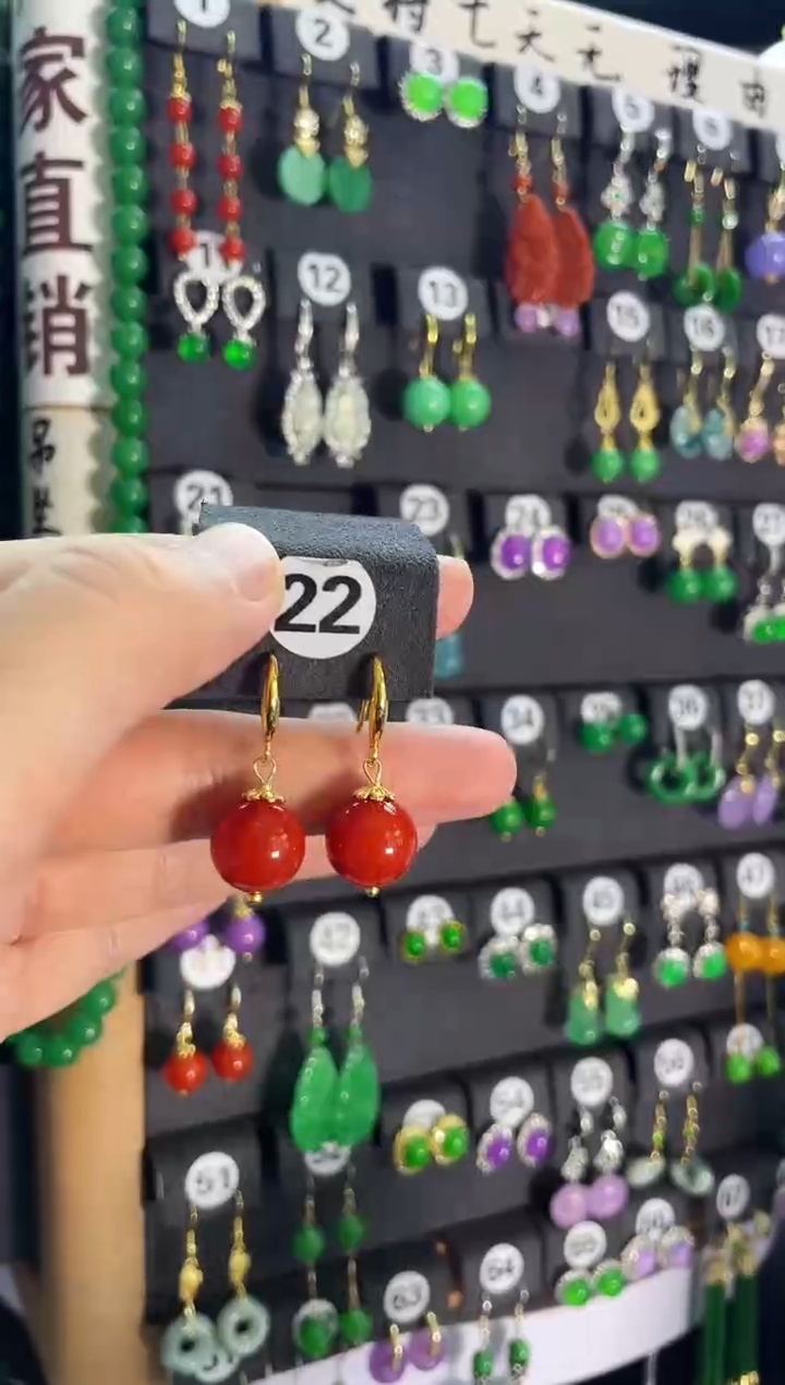 翡翠银S925镶嵌耳饰22....