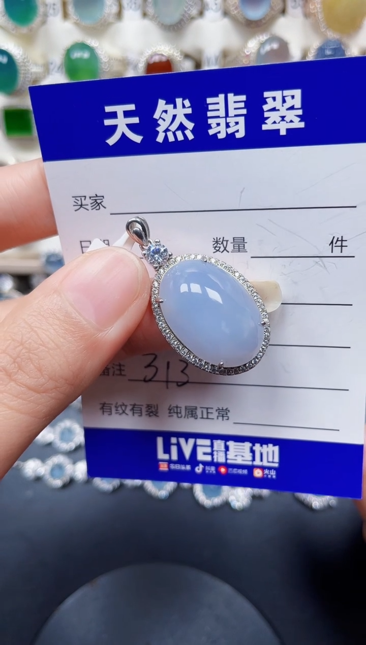 颈饰银S925镶嵌翡翠313