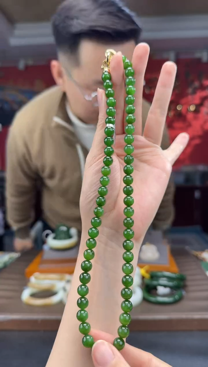 颈饰未镶嵌和田玉碧玉妈妈链卡8