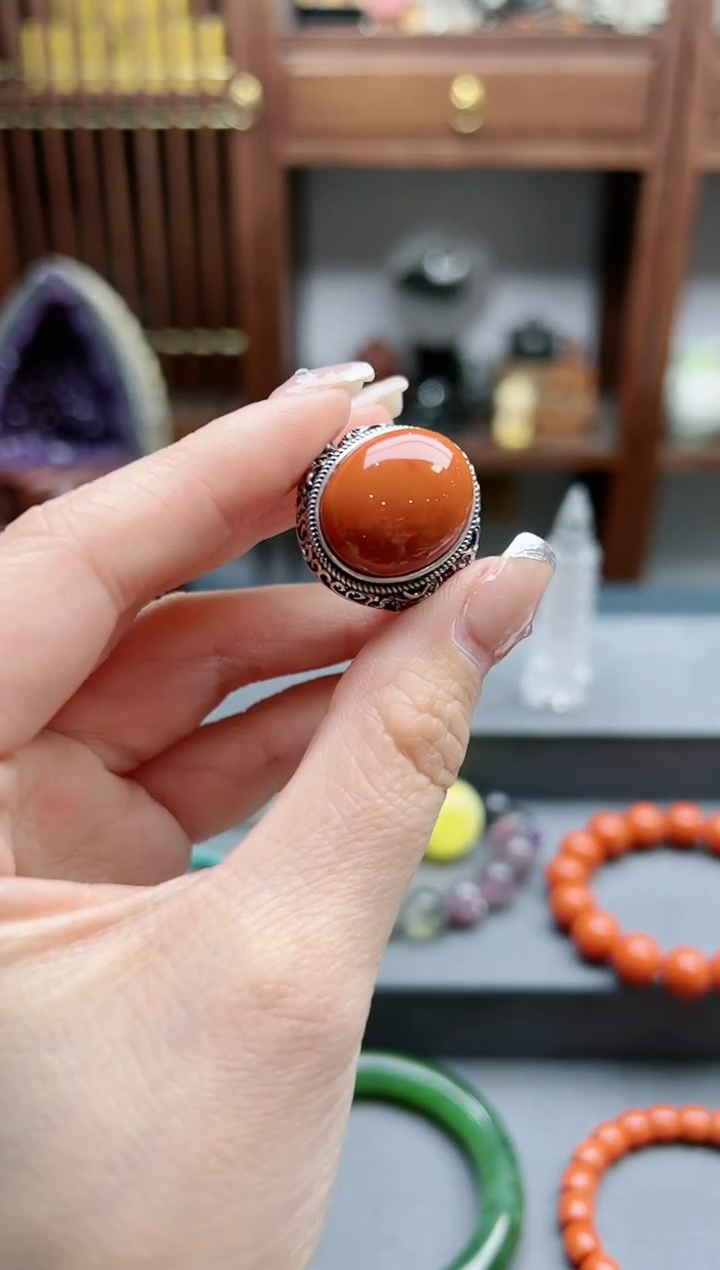 【闪购商品】南红玛瑙戒指银S925镶嵌南红戒指*1 JYD