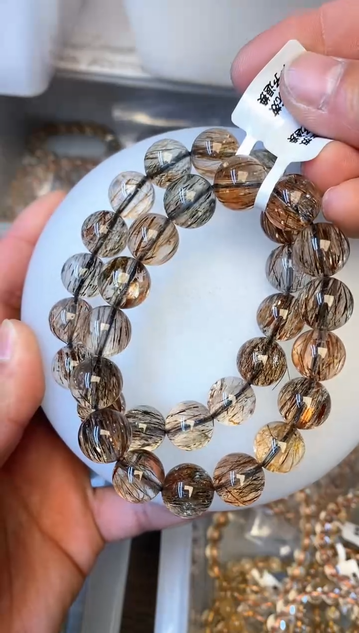 【闪购商品】水晶手链未镶嵌b43 黑金超13mm 多样性发其一