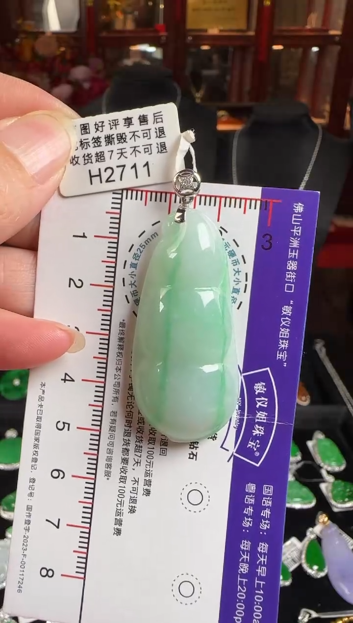 颈饰18K金镶嵌翡翠H2711富贵豆
