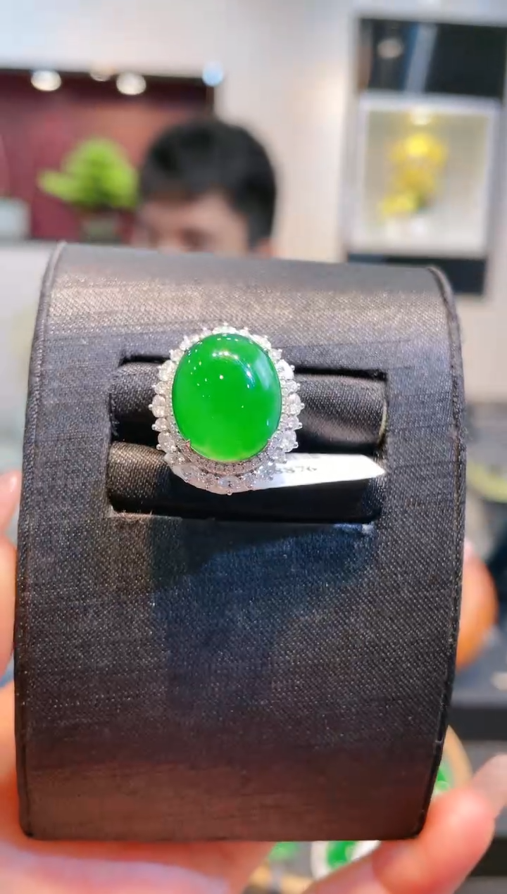 【闪购商品】翡翠颈饰18K金镶嵌A52天然A货翡翠两用款戒指