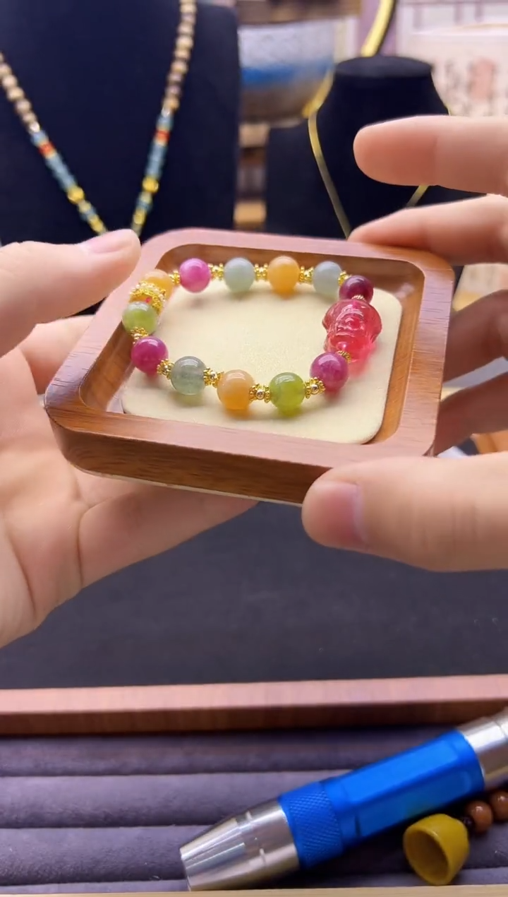 手链14K金镶嵌碧玺S297        