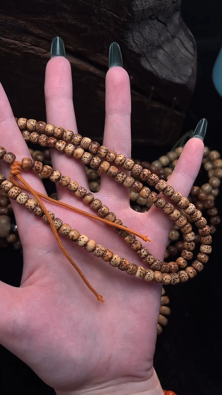 手串星月菩提精工级陈籽花皮桶珠长串（B）