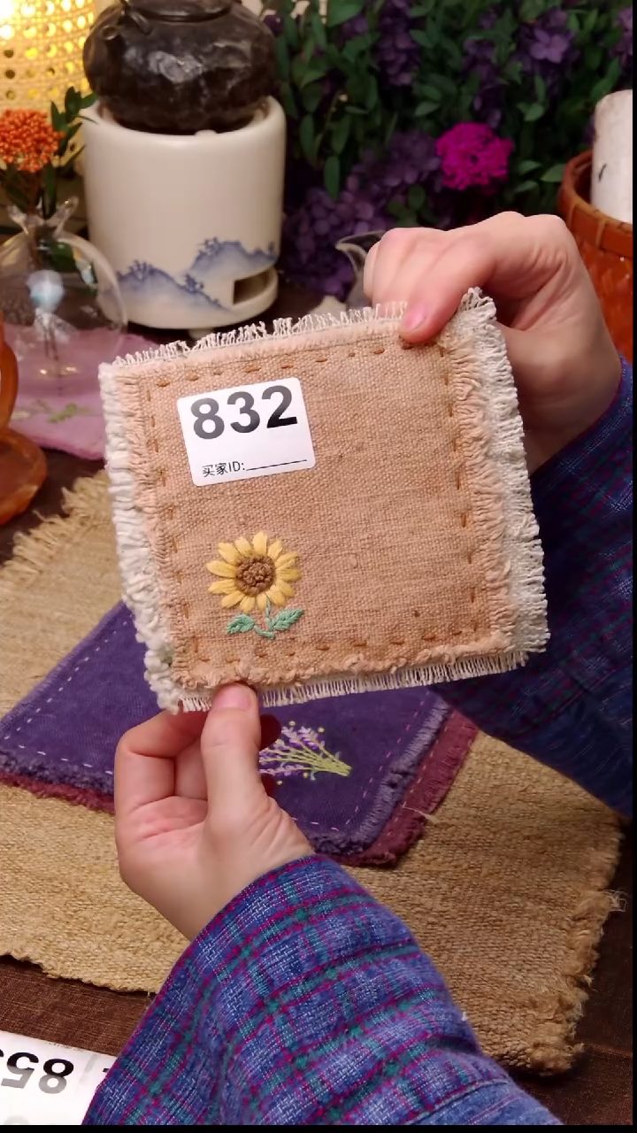  Cici手作刺子绣柿染壶垫杯垫832