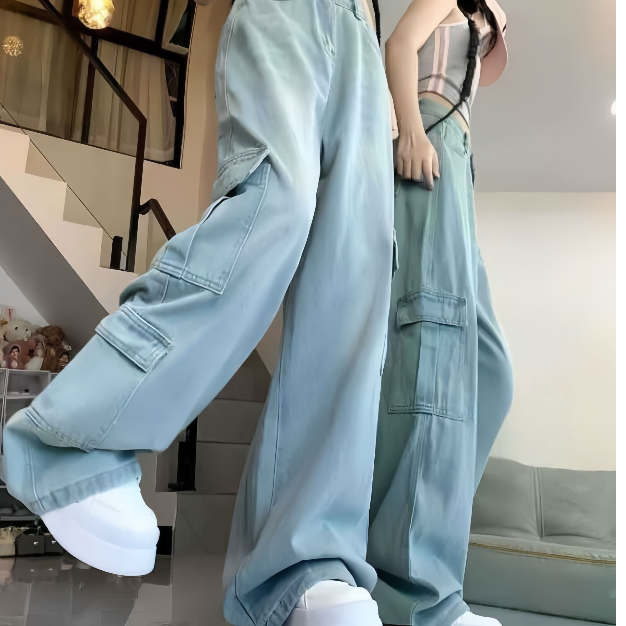 2025夏季新款【三仟喜】个性工装宽松直筒中大女童直筒裤  25057