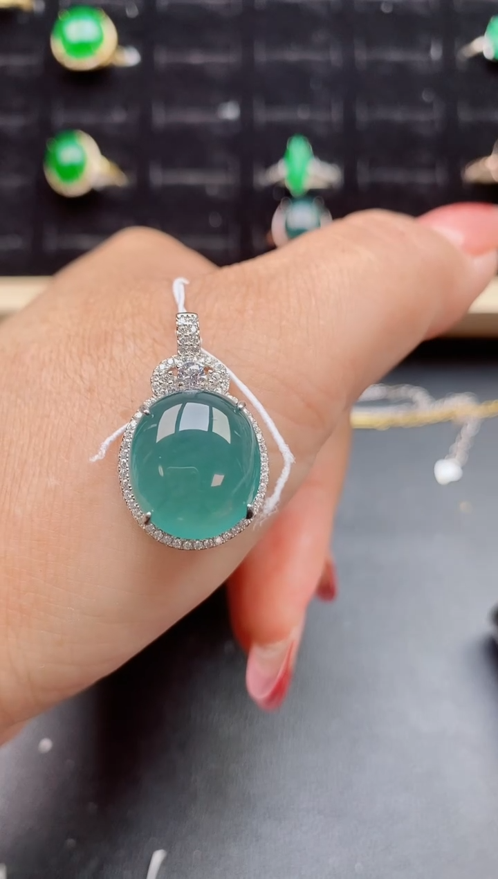 【闪购商品】翡翠吊坠(赠链)银S925镶嵌231321