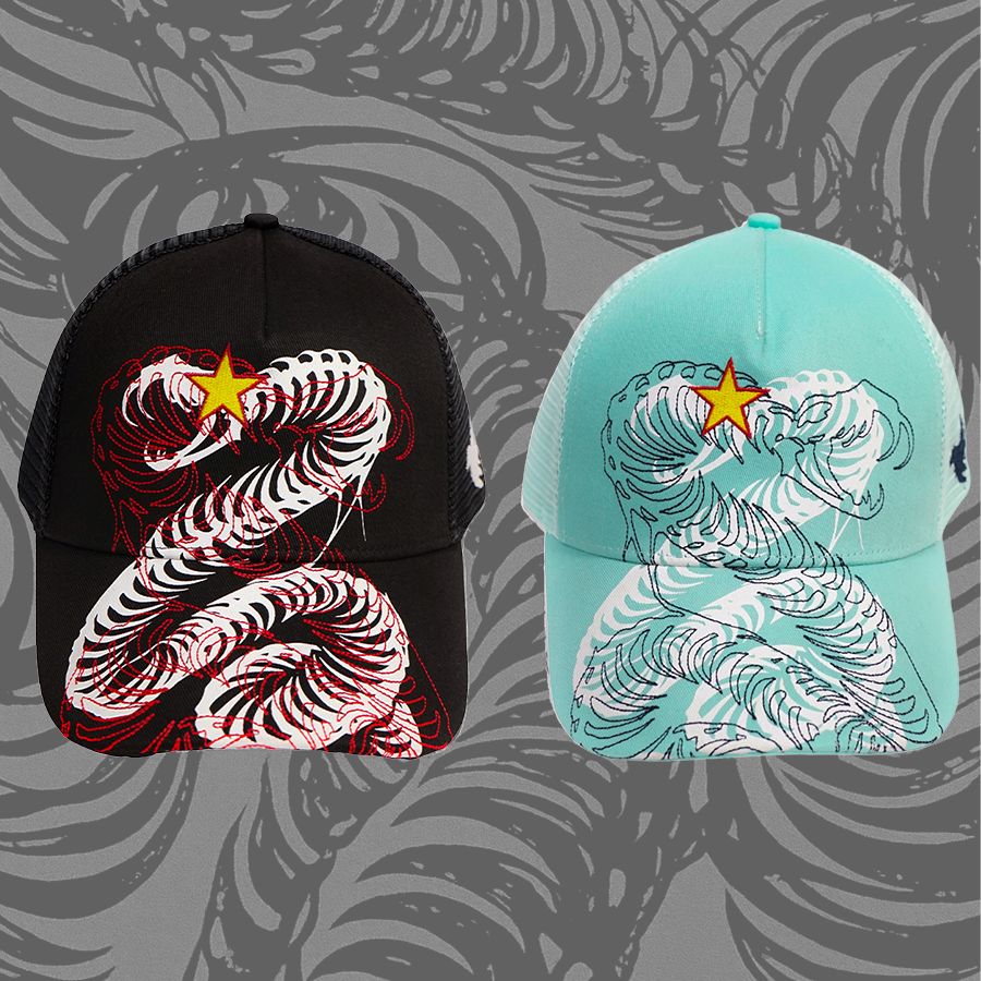 Vinkid(云梯） 双蛇星鸭舌帽原创设计刺绣街头水洗休闲百搭