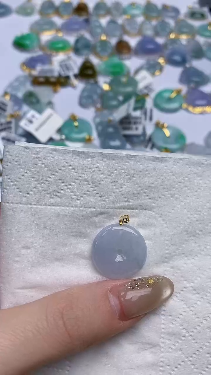 【闪购商品】翡翠颈饰18K金镶嵌天然A货翡翠 