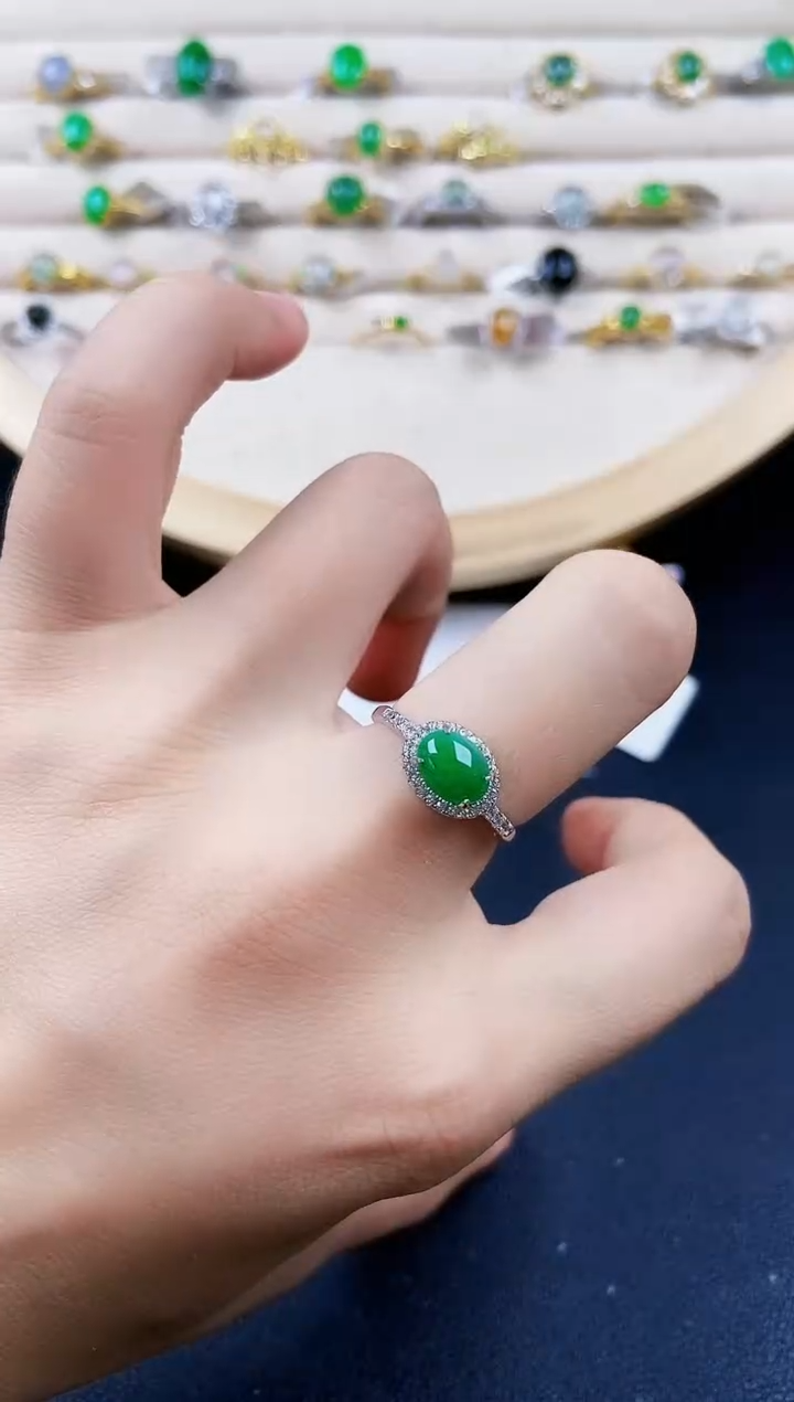 翡翠戒指银S925镶嵌4564564