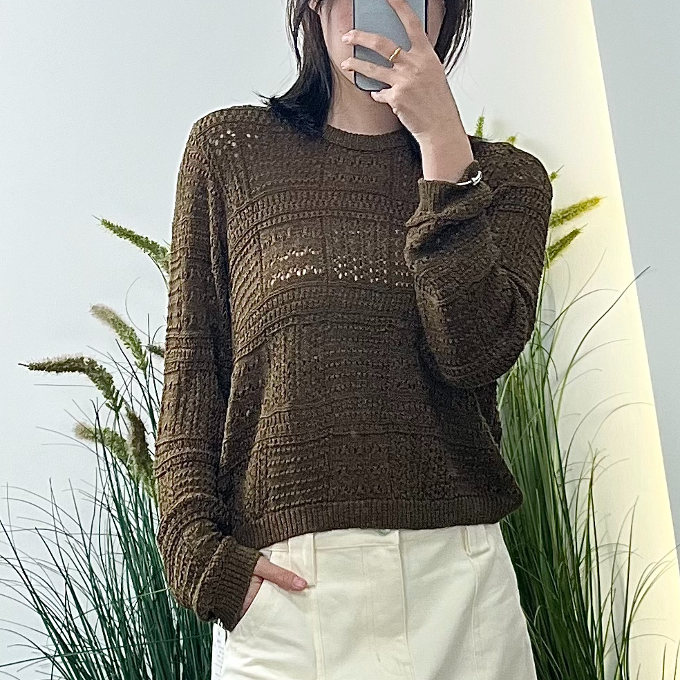镂空长袖毛针织衫极简风慵懒风女装MCMM438T32
