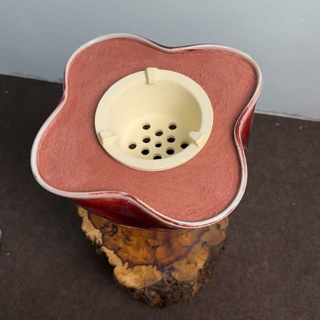 郎红花盆插花摆件