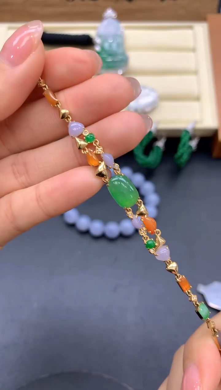 【闪购商品】翡翠手链18K金镶嵌322-中国好珍宝