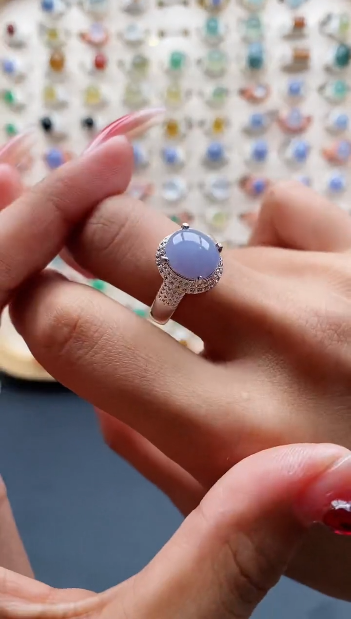 【闪购商品】翡翠戒指未镶嵌缅甸天然A货翡翠444 6+5