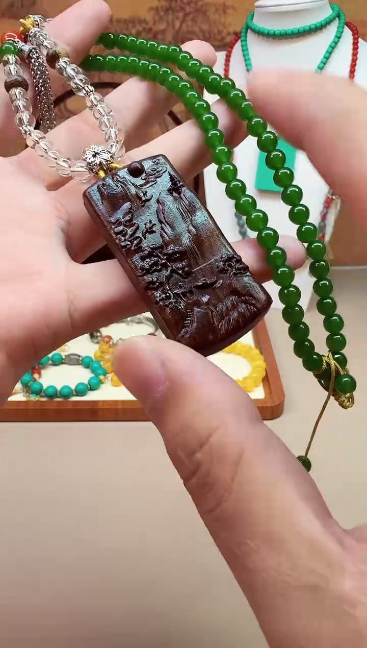 和田玉14K金镶嵌颈饰X23
