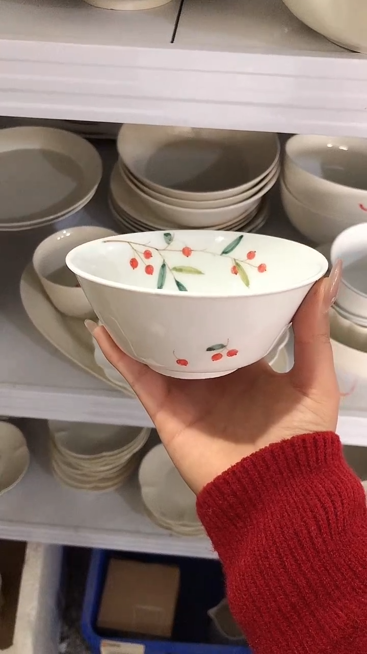 陶瓷高颜值红果子饭碗