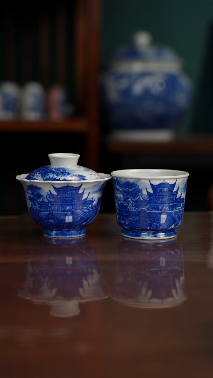 自成堂柴窑青花岳阳楼