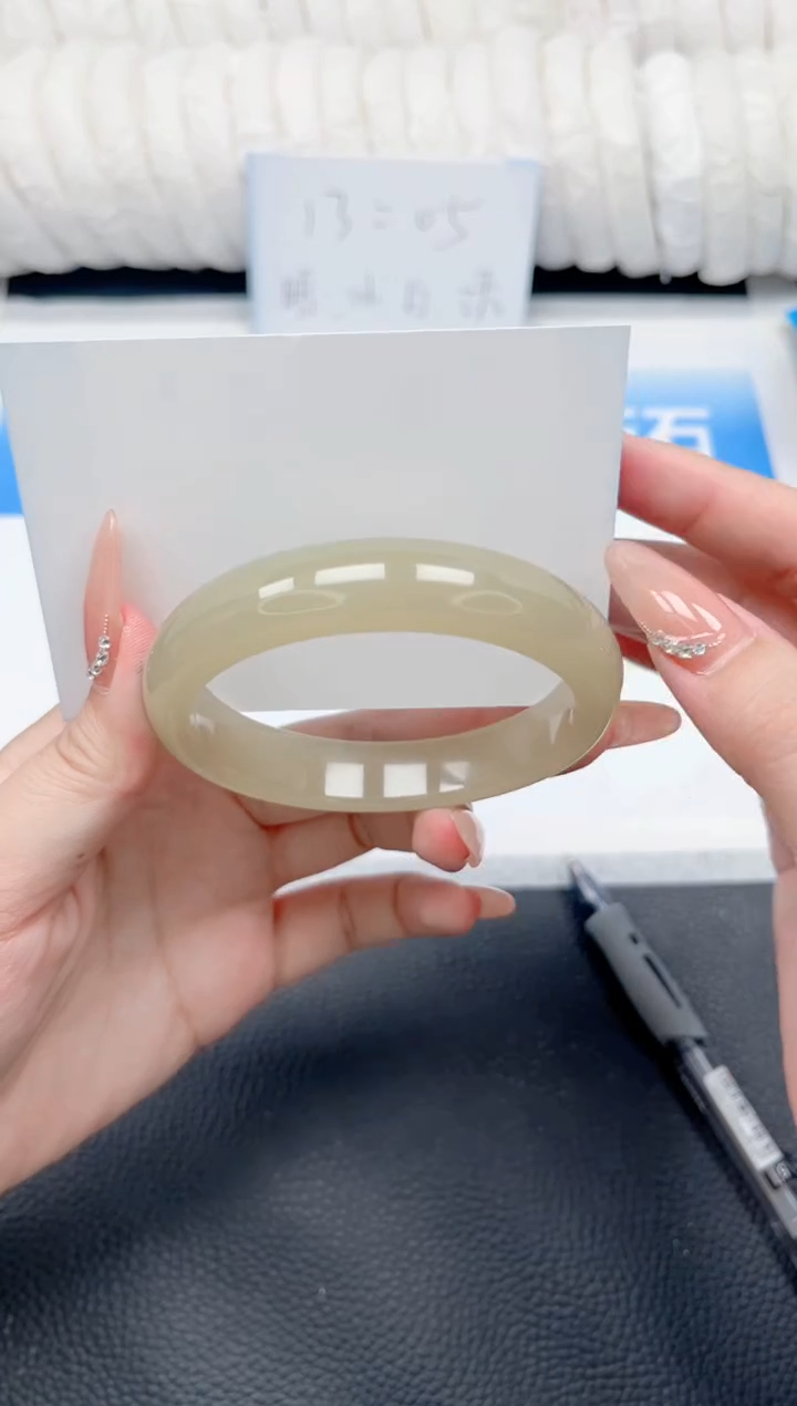 和田玉手镯未镶嵌105-茶晴59.5