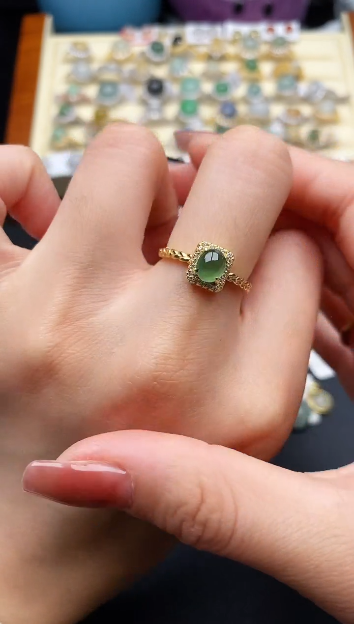 翡翠银S925镶嵌戒指3333333+1
