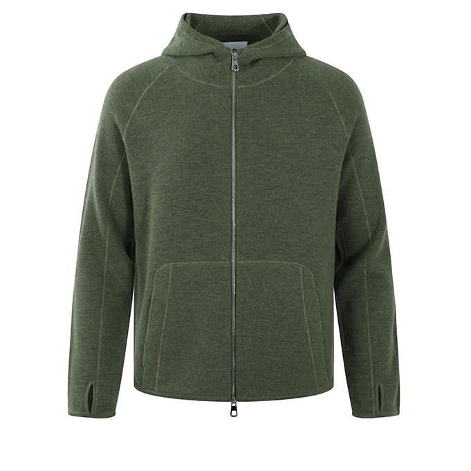 蚝先生·羊毛带帽外套48支12针2条毛 防缩水拉链开衫 