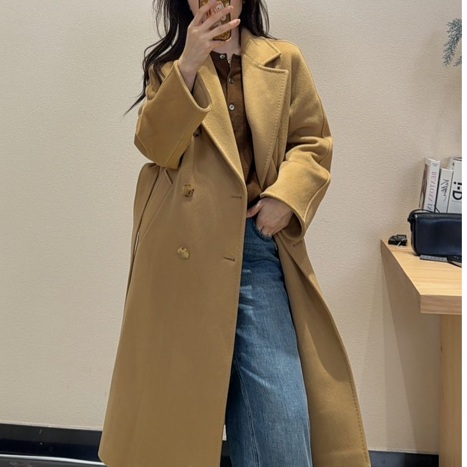 801同款 100%纯山羊绒 带里衬老钱风羊绒大衣