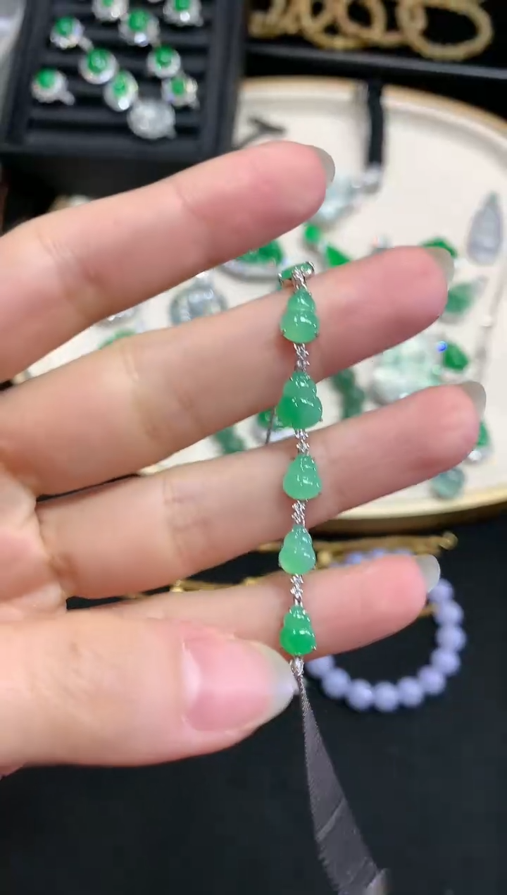 【闪购商品】翡翠手链18K金镶嵌W713|4980