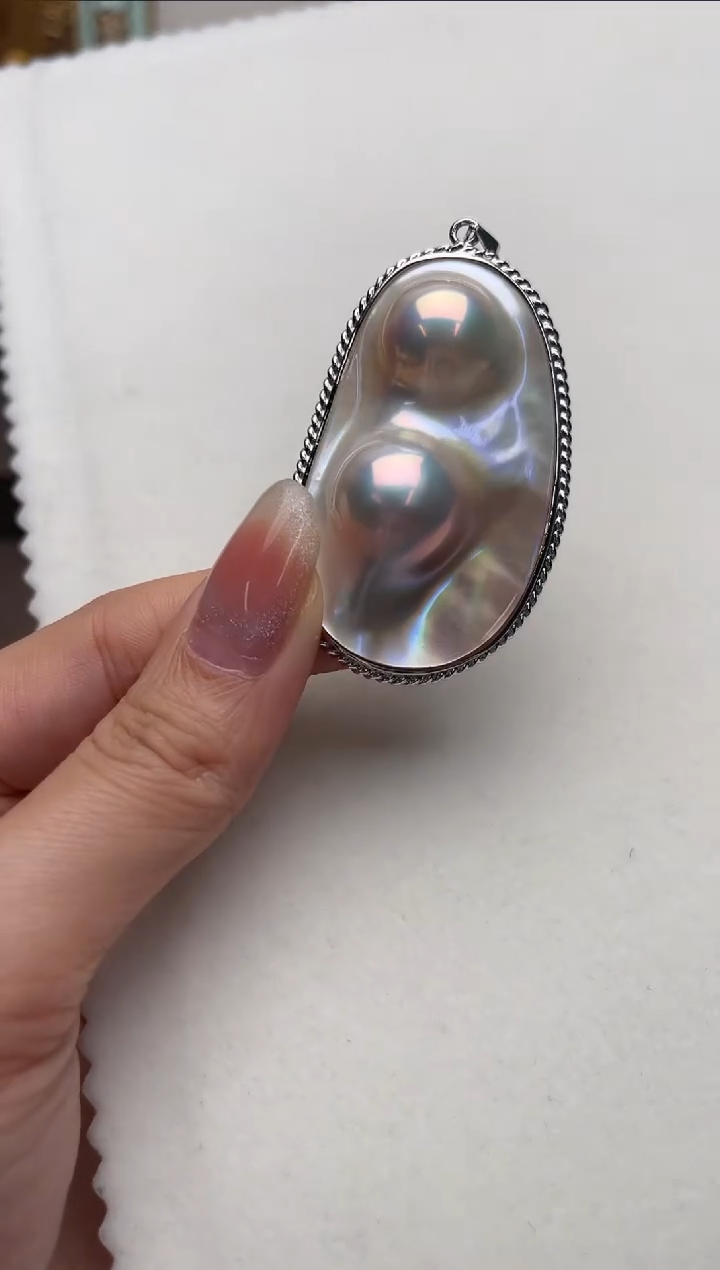 【闪购商品】拼合珍珠（马贝珠）吊坠(不含链)银S925镶嵌aw8668吊坠