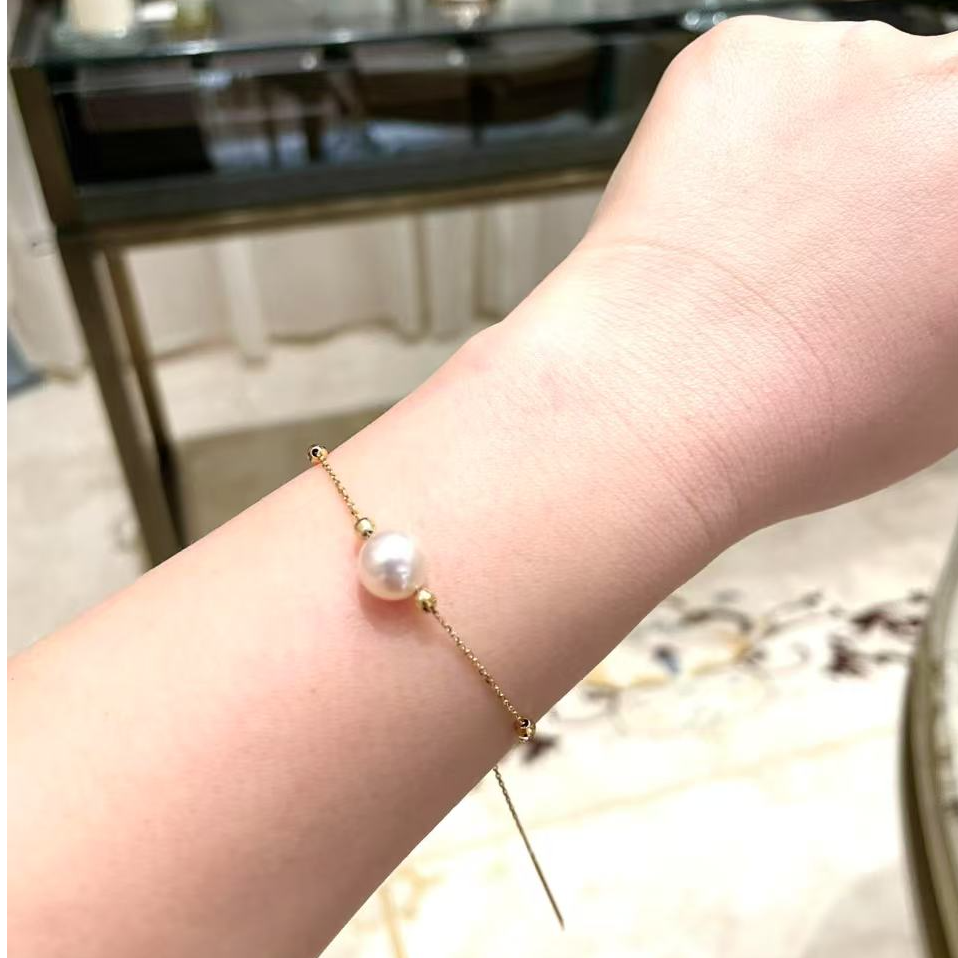 日本海水akoya8.5mm手链 18k链子