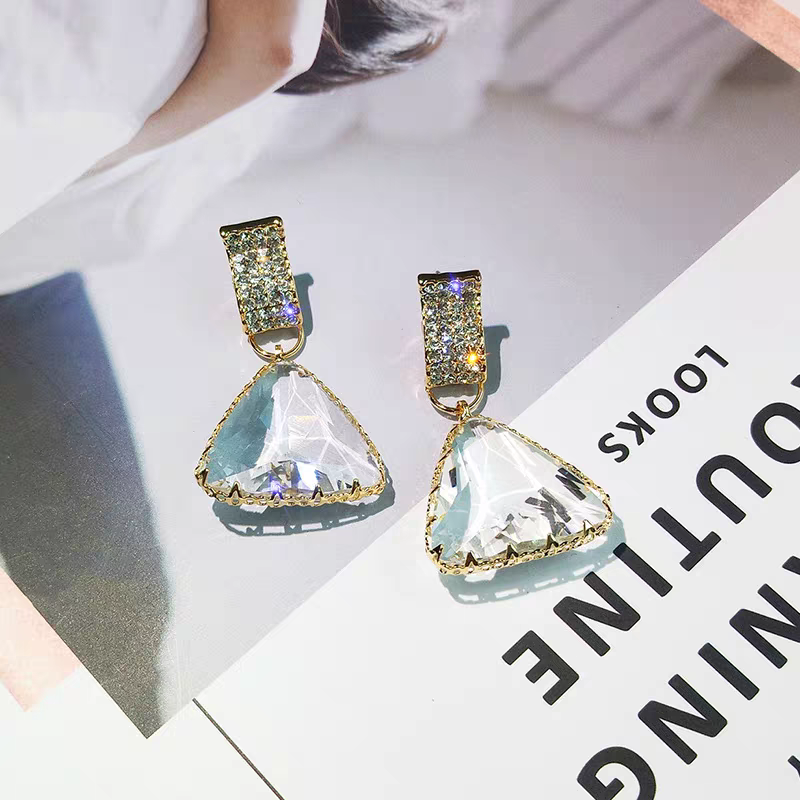 合金仿水晶耳饰 法式复古几何耳环复古秋冬氛围耳环优雅精致耳饰