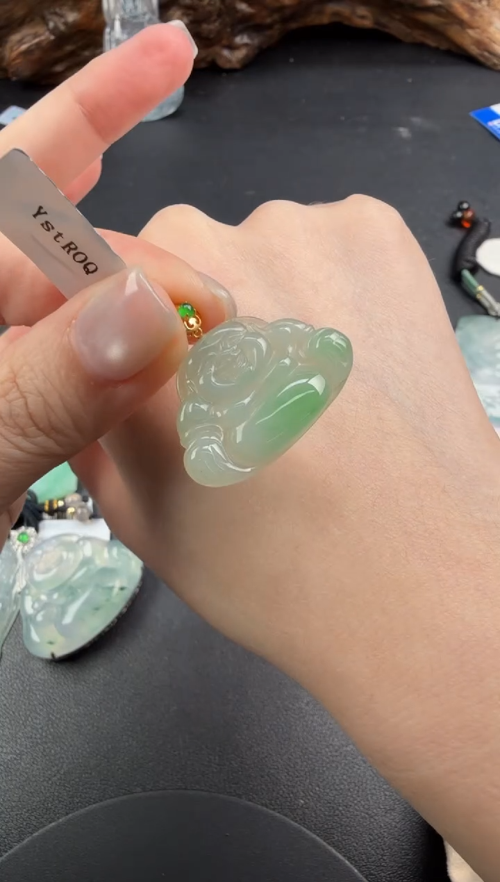 吊坠(不含链)18K金镶嵌翡翠翡翠饰品-238