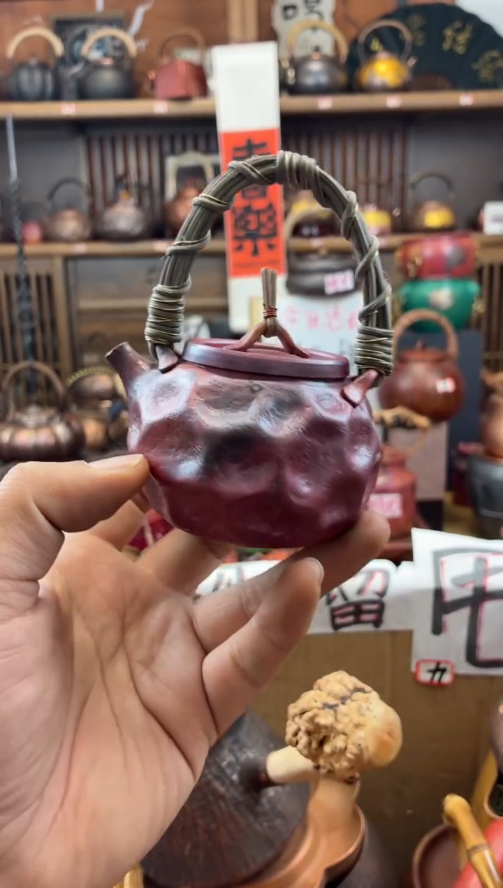 土*石头纹肌理藤提梁  火烧红提梁   