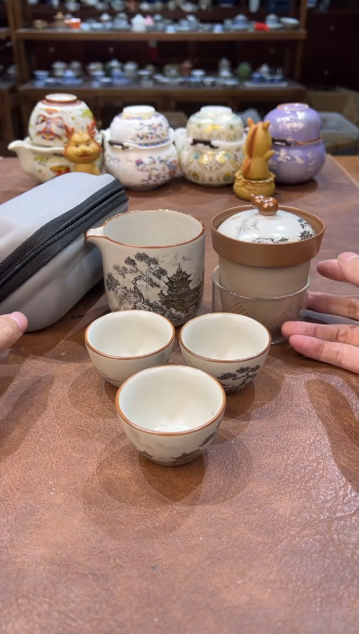 真的很便宜超好看会开片的旅行茶具