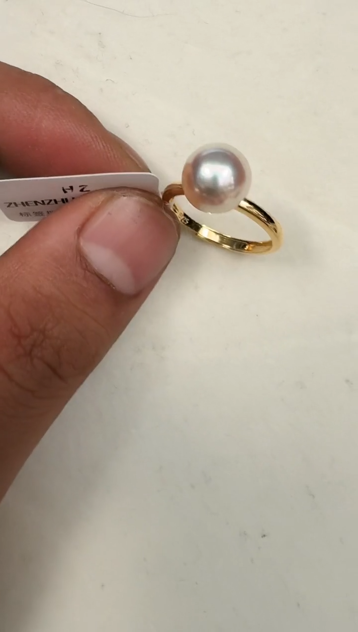 银S925镶嵌戒指海水珍珠戒指