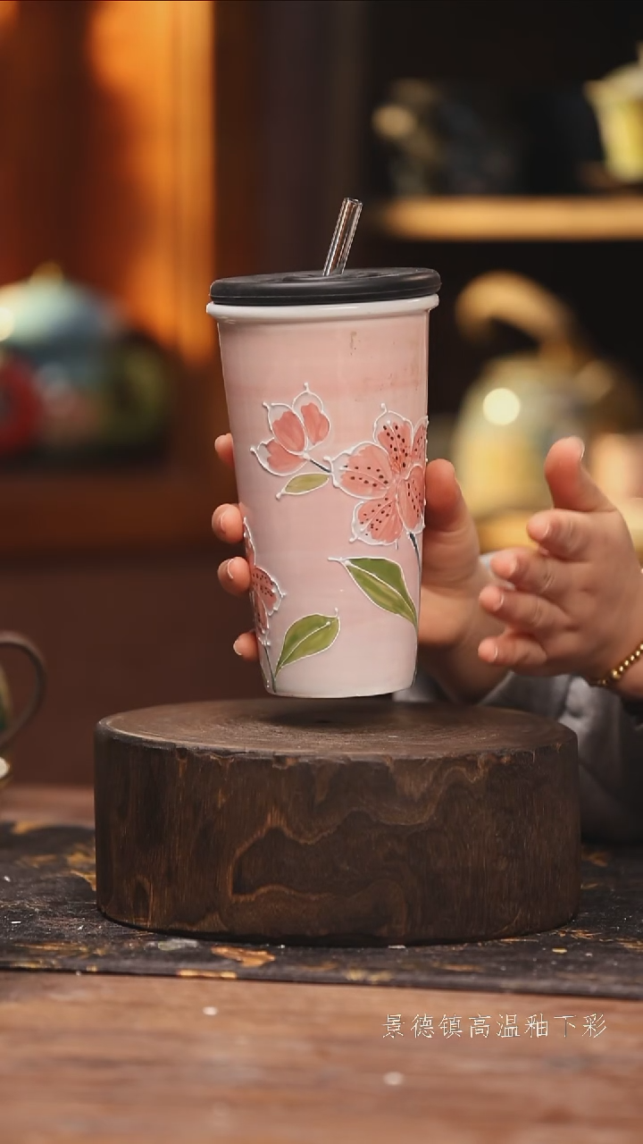 陶瓷景德镇高温釉下手绘陶瓷@L463@