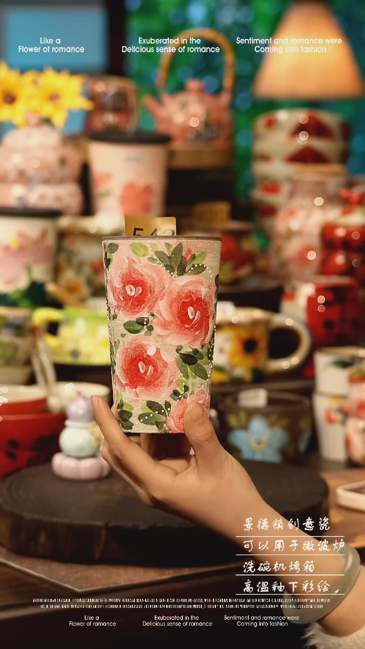 陶瓷景德镇高温釉下彩手工手绘款式