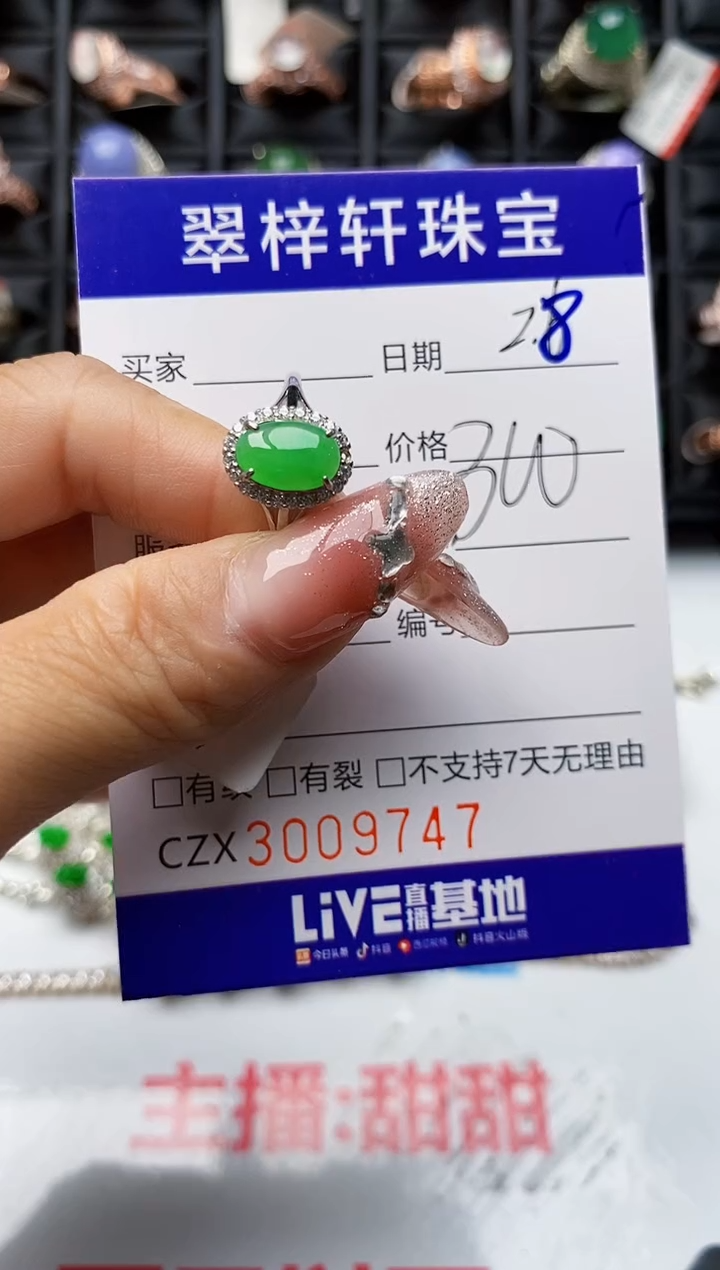 【闪购商品】翡翠戒指银S925镶嵌9747