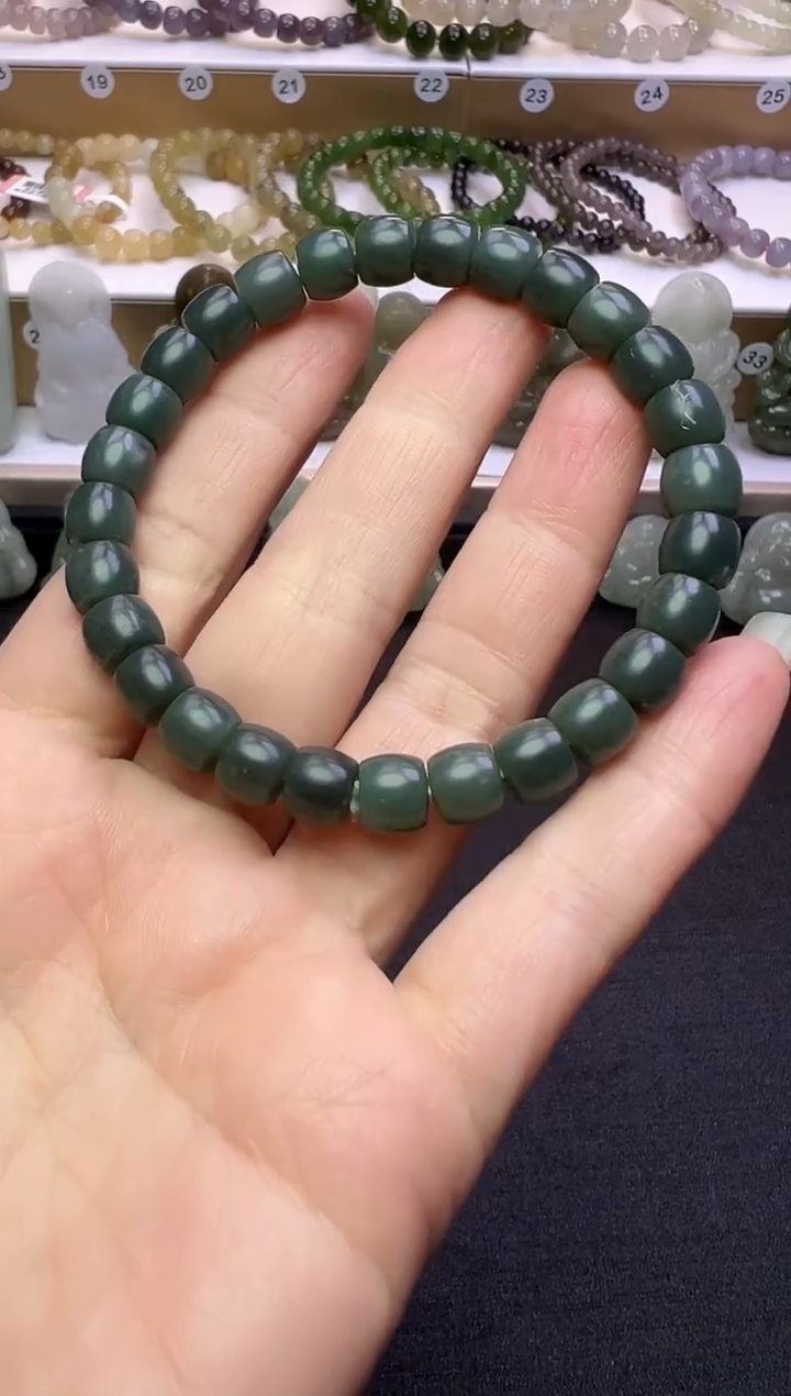 未镶嵌手串和田玉84号链接多样性发一有棉瑕疵卡8mm