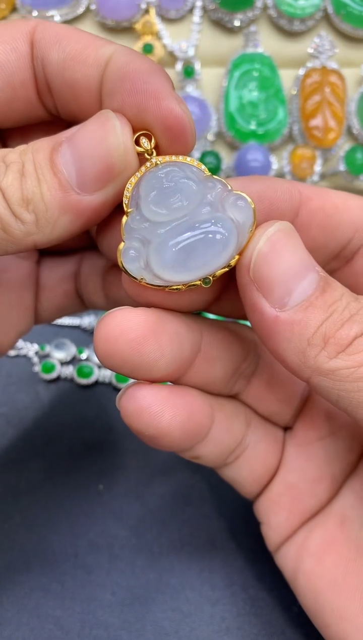 颈饰18K金镶嵌翡翠295-中国好珍宝