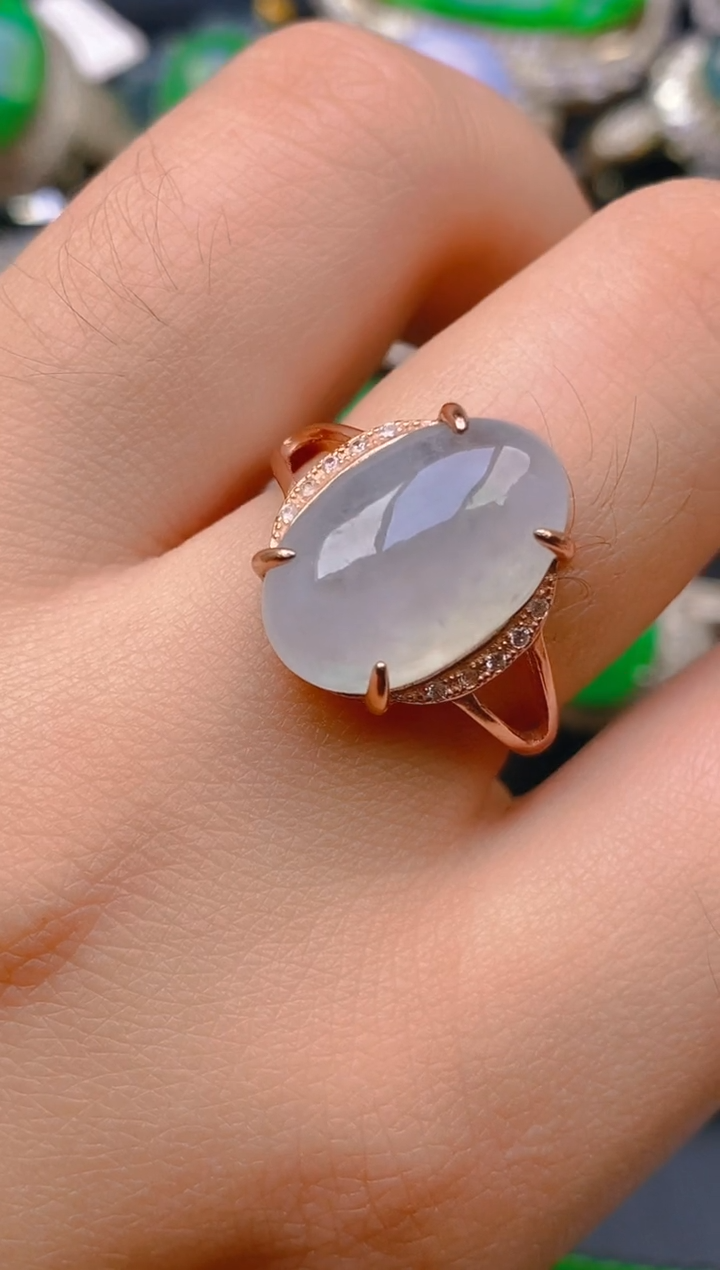 【闪购商品】翡翠戒指银S925镶嵌天然A货翡翠1