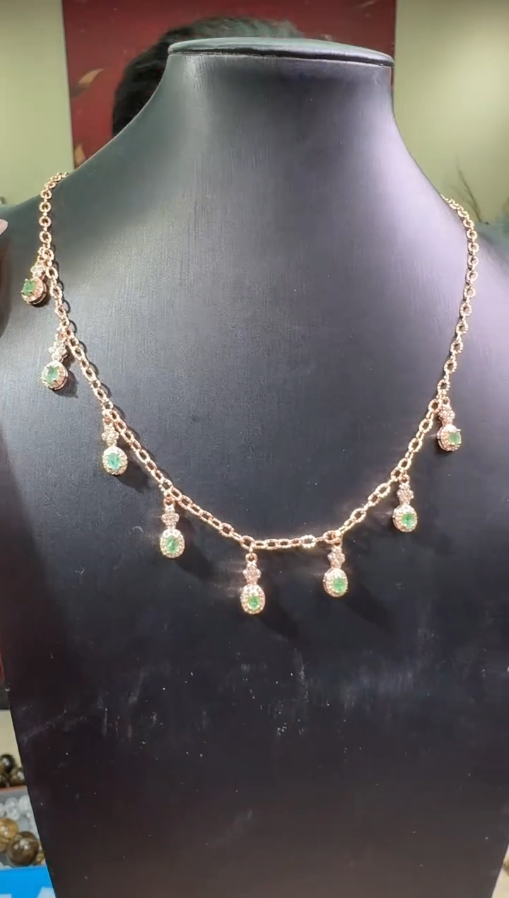 【闪购商品】祖母绿项链银S925镶嵌多样性发一件 083