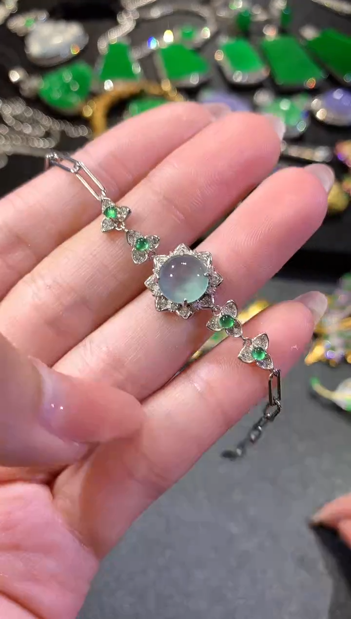 【闪购商品】翡翠手链银S925镶嵌268手链（多样性发货一件